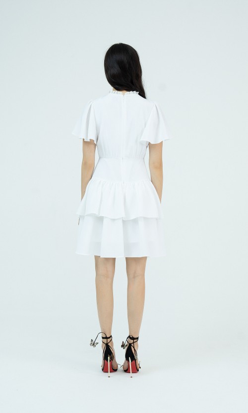 G-White Mini Woven Dress
